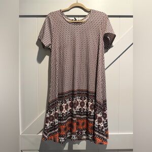 Patterned Short Sleeve Dress